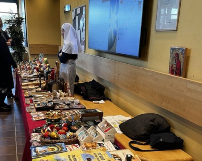 A nun from Saint Elisabeth Monastery was seen selling goods in the Swedish town of T?by (Picture: Facebook)